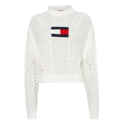 Tommy Jeans Sweater - TJW OVRSZD FLAG STITCH SWEATER white