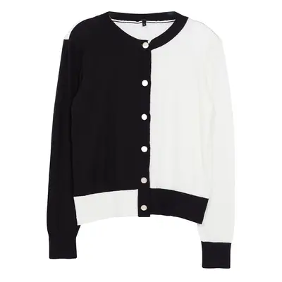 Trendyol Black Premium Yarn/Special Yarn Color Block Jacket Look Knitwear Cardigan