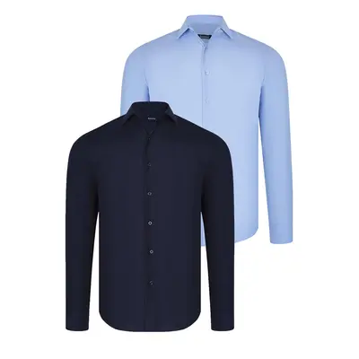 DUAL SET G726 DEWBERRY MENS SHIRTS-NAVY BLUE-BLUE