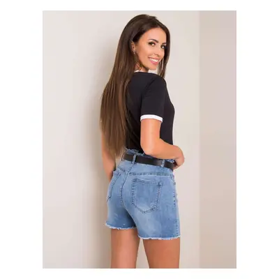 Blue high waist denim shorts