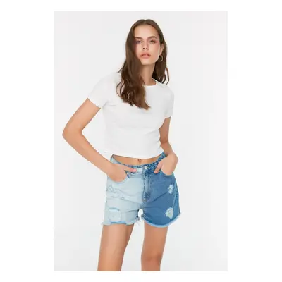 Trendyol Shorts - Blue - Normal Waist