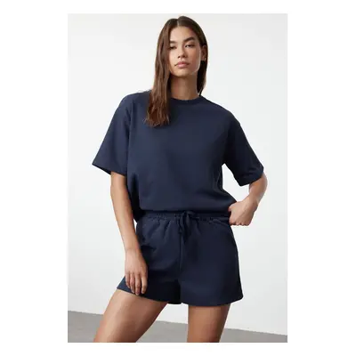 Trendyol Indigo Waffle Fabric Knitted Pajama Set