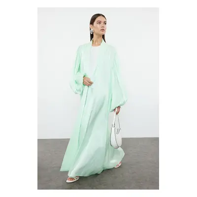 Trendyol Mint Green Stylish Balloon Sleeve Woven Cap & Abaya & Abaya & Evening Dress