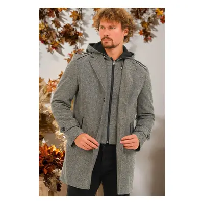 PLT8401 DEWBERRY MEN'S COAT-LIGHT DIAGONAL GREY