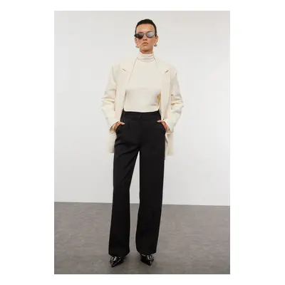 Trendyol Black Belt Detailed Wide Leg/Wide Leg Woven Fabric Trousers