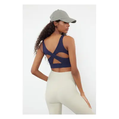 Trendyol Dark Navy Blue Padded/Shaping Knitted Sports Bra with Back Detail