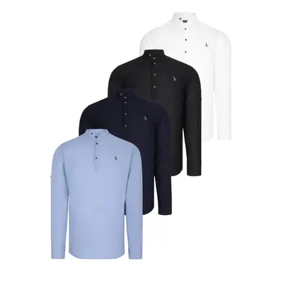 SET OF FOUR G783 DEWBERRY JUDGE COLLAR SHIRT-BLACK-WHITE-NAVY-BLUE