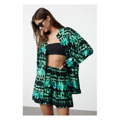 Trendyol Abstract Patterned Woven Shirt Shorts Set