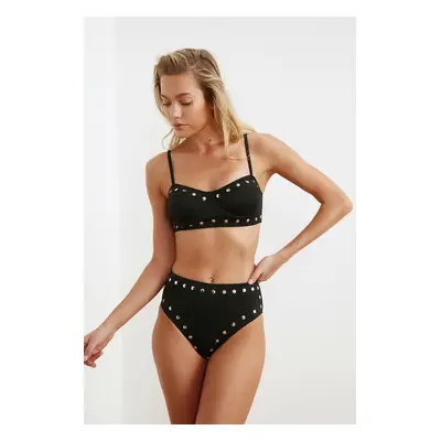 Trendyol Black Trok Stone Bikini Bottom