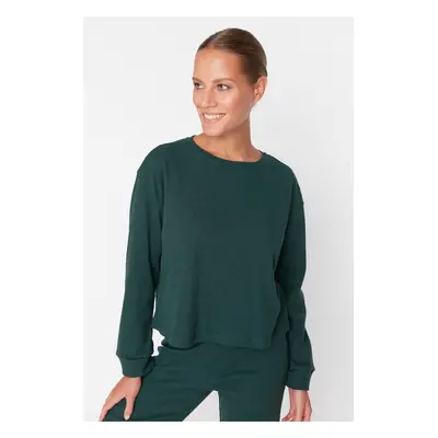 Trendyol Dark Green Ribbed Knitted Pajamas Set