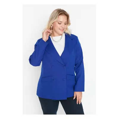 Trendyol Curve Navy Blue Pocket Detailed Blazer Jacket