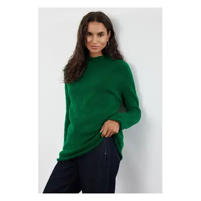 Trendyol Green Soft Textured Stand Collar Seamless Knitwear Sweater