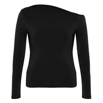 Trendyol Curve Black Sandy Knitted Plus Size Blouse