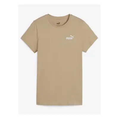 Béžové dámské tričko Puma ESS+ Embroidery Tee - Dámské