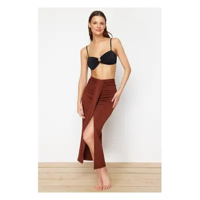 Trendyol Brown Maxi Knitted Beach Skirt