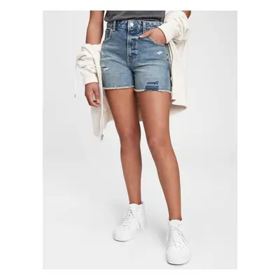 GAP Dětské džínové kraťasy teen sky high-rise denim shorts with stret - Holky