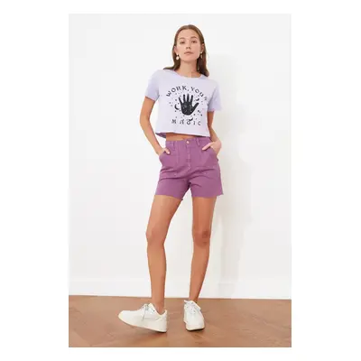 Trendyol Purple Pocket Detailed Denim Shorts