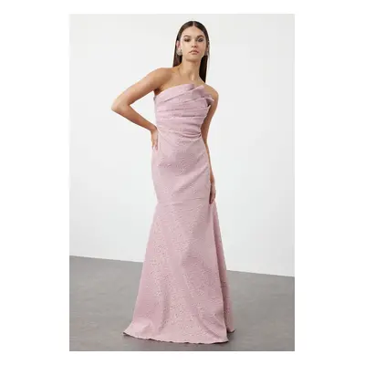 Trendyol Pink Fitted Mermaid Cut Woven Long Elegant Evening Dress