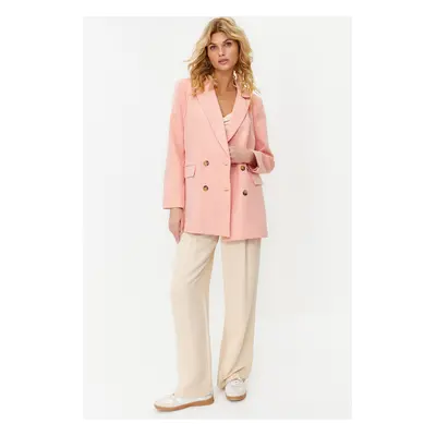 Trendyol Pale Pink Oversize Lined Buttoned Woven Blazer Jacket