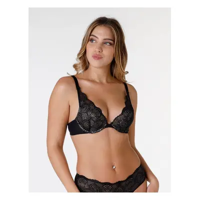 Černá dámská krajková push-up podprsenka Wonderbra GLAMOUR TRIANGLE PUSH-UP BRA