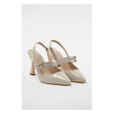 Trendyol Beige Belted Buckle Detailed Women's Heeled Shoes