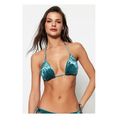 Trendyol Oil Triangle Velvet Bikini Top