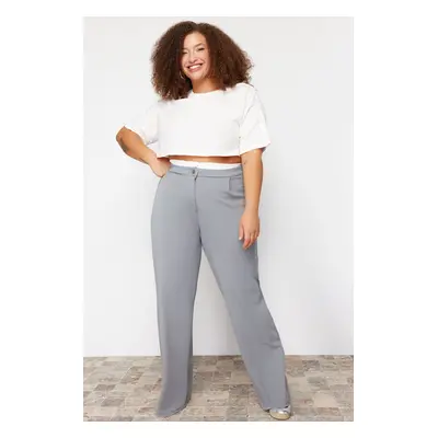 Trendyol Curve Gray Waist Detailed Knitted Trousers