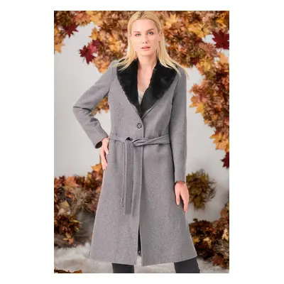 Z6671 DEWBERRY LADIES' COAT-PLAIN GREY