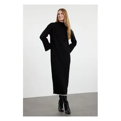 Trendyol Black Stitching Detailed Long Knitwear Dress