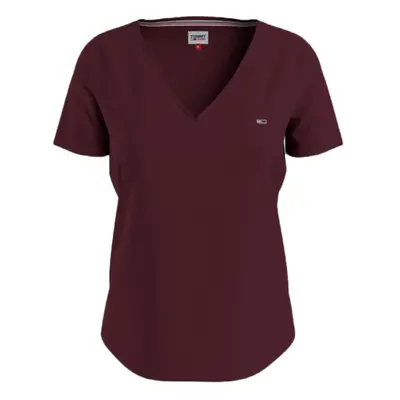 Tommy Jeans T-shirt - TJW SLIM JERSEY V NE RED