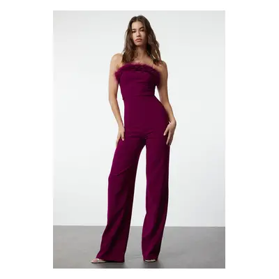 Trendyol Purple Wide Leg Knitted Woven Jumpsuit