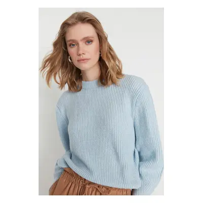 Trendyol Blue Wide Fit Soft Textured Basic Knitwear Sweater