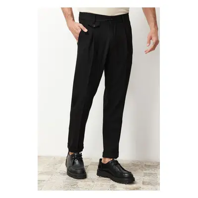 Trendyol Black Italian Cut Pleated Classic Double Leg Fabric Trousers