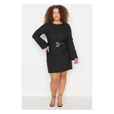 Trendyol Curve Black Belted Woven Dress