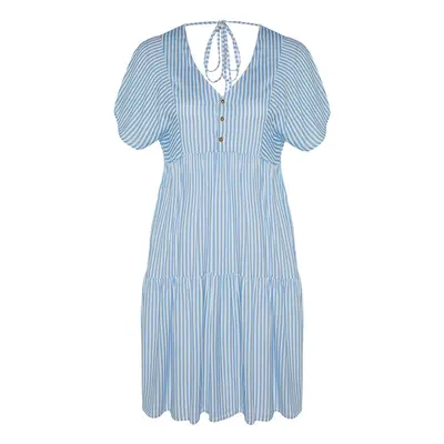 Trendyol Curve Blue Striped Woven Dress