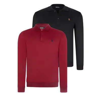 DOUBLE SET V4007 DEWBERRY MEN'S SWEATSHIRT-BLACK-BURGUNDY