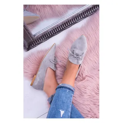 Lu Boo Grey Ballerinas Suede Loafers Feliciano