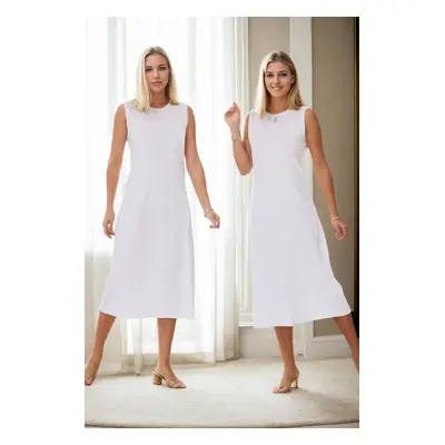 E2145 Dewberry Set of Two Women Dresses-WHITE-WHITE