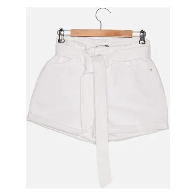 Trendyol White Tie Detailed Denim Shorts