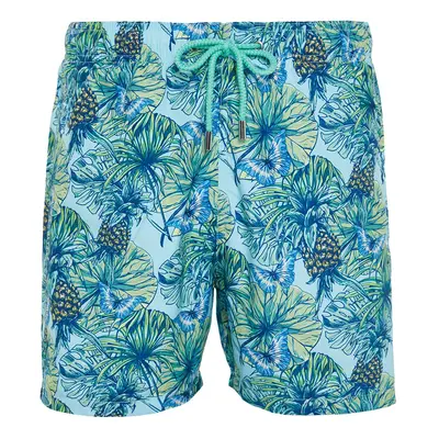 Trendyol Blue Standard Size Pineapple Printed Swim Shorts