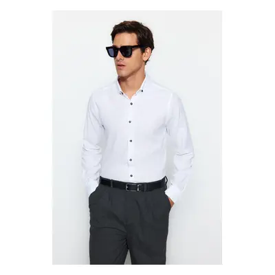 Trendyol White Slim Fit Textured 100% Cotton Breathable Shirt