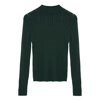 Trendyol Emerald Green Openwork/Hole Knitwear Sweater