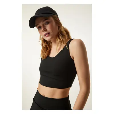 Happiness İstanbul Black Strap Shaper Knitted Sports Bra