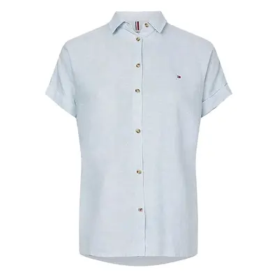 Tommy Hilfiger Shirt - LINEN RELAXED SHIRT SS blue