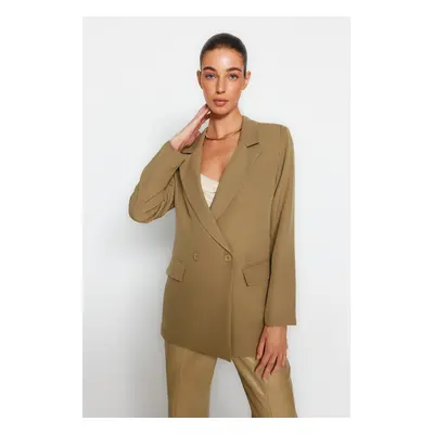 Trendyol Light Khaki Regular Lined Double Breasted Closure Woven Blazer Jacket