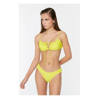 Trendyol Green Bikini Bottoms with Shirring