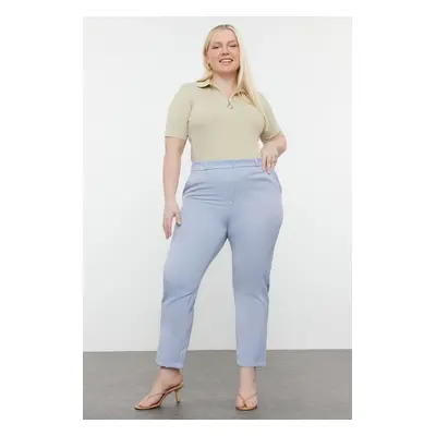 Trendyol Curve Gray Basic Cigarette Woven Skinny Leg Plus Size Fabric Trousers