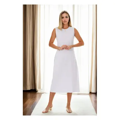 E4385 Dewberry Womens Long Dress-WHITE