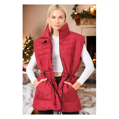 Z6747 DEWBERRY WOMEN'S VEST-PLAIN BURGUNDY