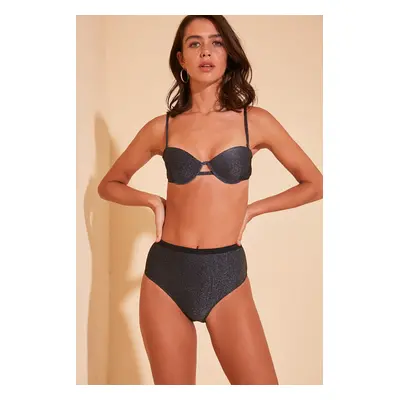 Trendyol Anthracite Bright High Waist Bikini bottom